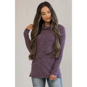 Nursing Queen Purple Asymmetrical Flap Nursing Sweater Top M